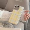 Yellow Checkered Pattern Suitable for Apple 16 Mobile Phone Case Iphone14promax Drop Glue13 Niche Korean 15 Electroplated Silver