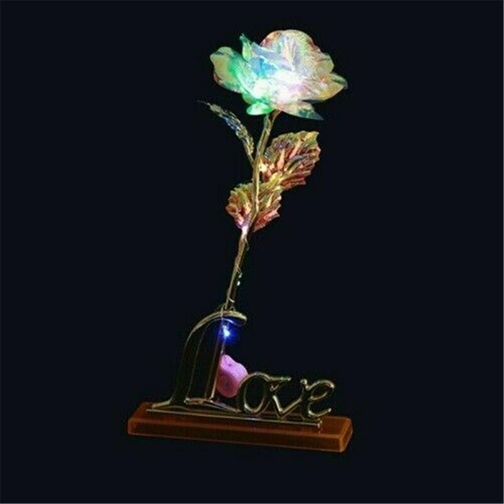 Radiant Everlasting Crystal Gold Rose Galaxy Rose with Love Base Stand Gift Radiant Everlasting Crystal Gold Rose Galaxy Rose with Love Base Stand Gift