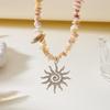 1Pcs Vintage Silver Color Sun Pendant Necklaces Bohemian Rainbow Beaded Choker Necklace For Women Summer Beach Jewelry Gift