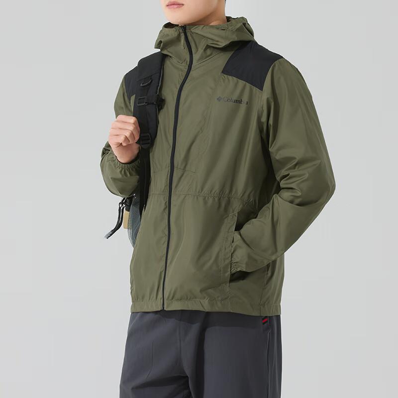 Columbia Logo Comfortable Breathable Casual Hooded Windbreaker Long Sleeve Jacket Men jackets Green KE3972-396