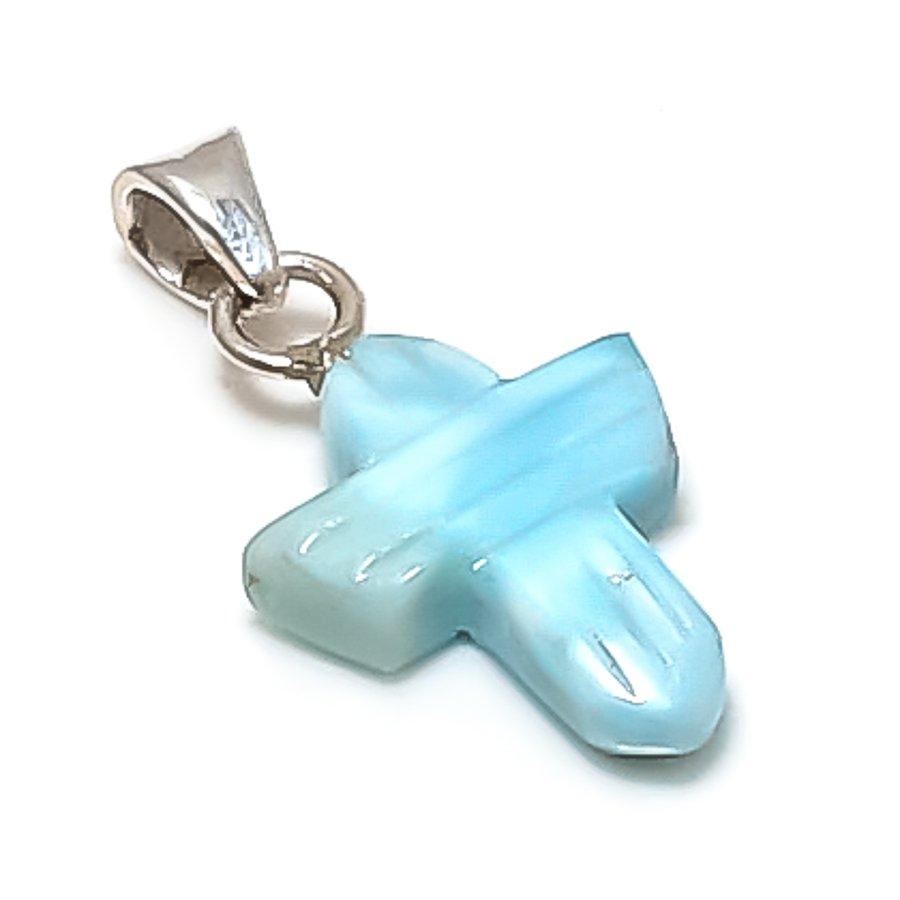 

Natural Larimar Gemstone Handmade 925 Sterling Silver Jewelry Pendant 1.14 c9W18