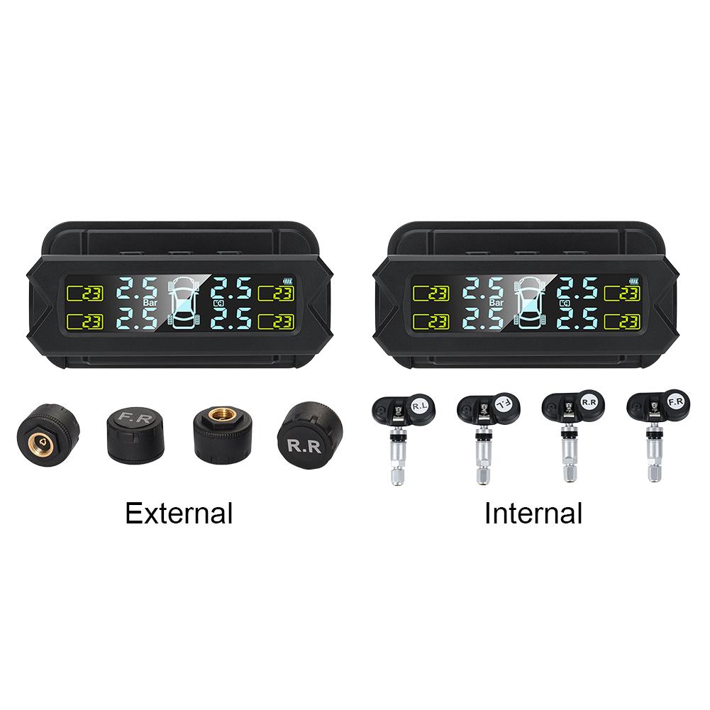 Solar Tire Pressure Monitoring System High Precision Digital TPMS LCD Display Digital Tire Pressure Sensor Security Alarm 400mAh