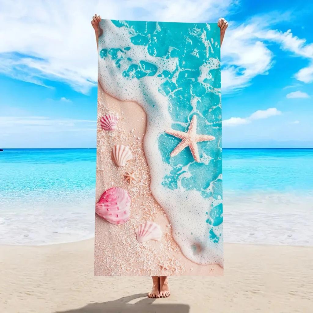 3D Starfish Seashell Ocean Beach Towel Large Quick Dry Sand Free Bath Towels For Swimming Pool Travel Summer Vacation Gift