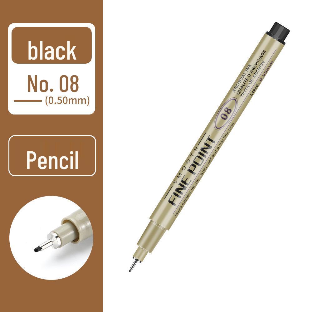 Kusuo Art Black Drawing Pen Set - 12 Quick-Dry, Water & Fade Resistant, Anime Hand-Painted Syringe Liners