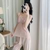1011 new golden velvet pure desire wind suspender nightdress women's high-end sense nightgown with chest pad two-piece loungewear