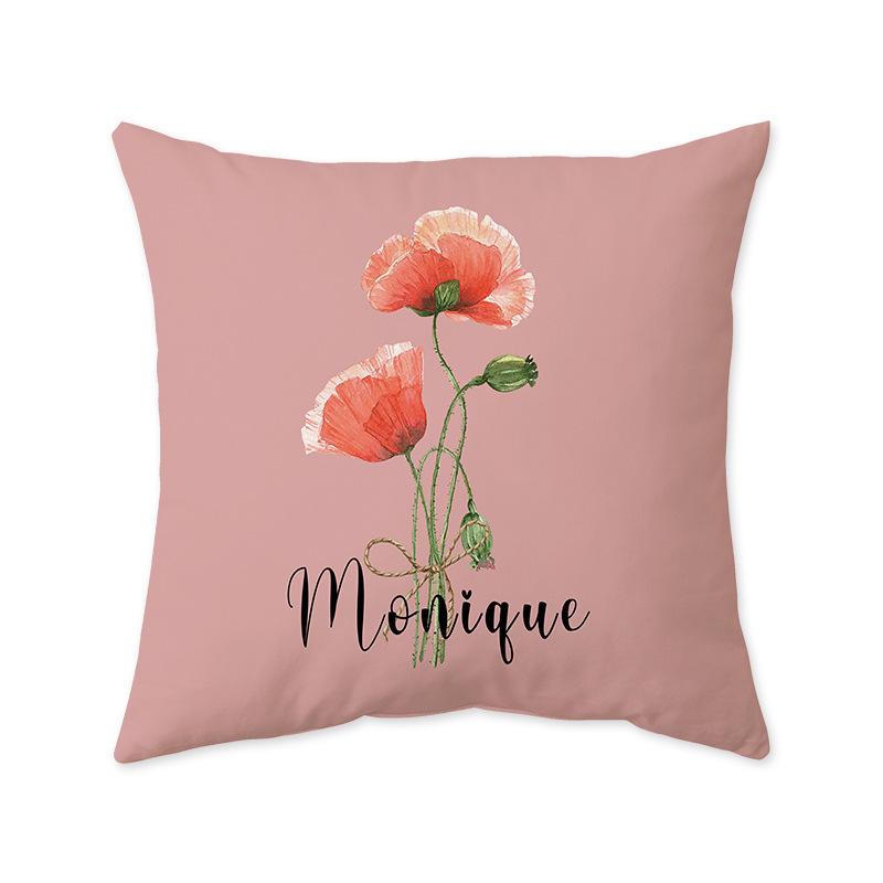 

New Ins Style Purple Floral High-definition Print Pillow New Living Room Home Bedroom Sofa Decorative Pillow linen-45x45cm double-sided [without pillow core]