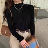 Elegant Semi-turtleneck Bottoming Shirt for Women Autumn and Winter New Casual Pullover Knitted Long Sleeved Sweaters Slim Fit Solid Color Simple Tops