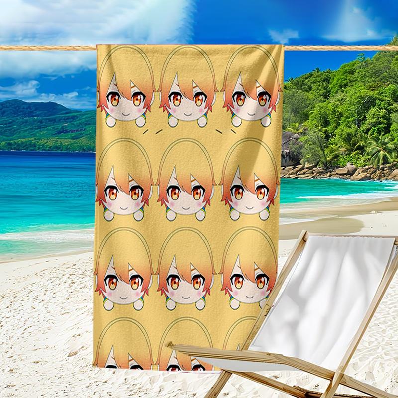 proof beach towel with a Tenma Tsukasa1 pattern - soft,absorbent,quick-drying,machine washable - perfect for swimming,camping,bathing