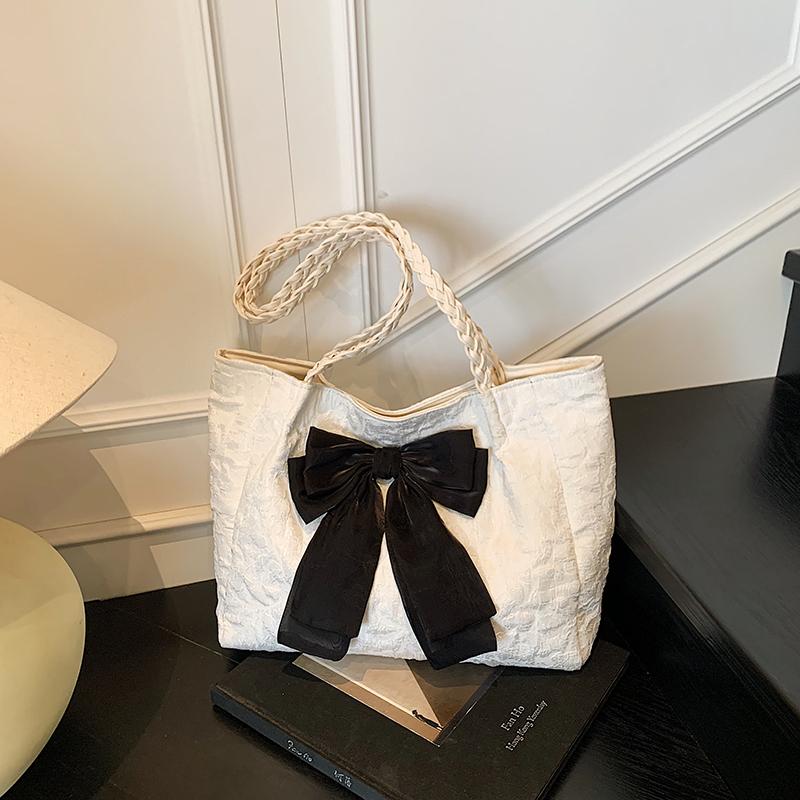 Microfiber Bow Fashi Tote Bags Solid Color Casual Large Capacity 2026  Women's Bags Design Versatile Women's Handbags
