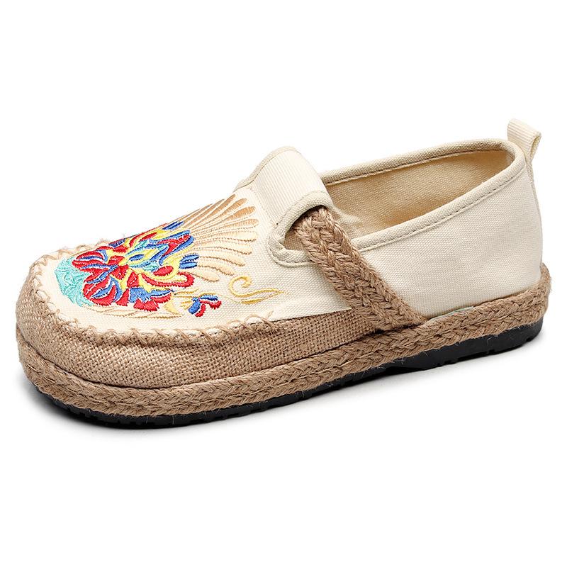

2025 Spring Women s Ethnic Embroidered Old Beijing Cloth Shoes with Round Toe 36 бежевий