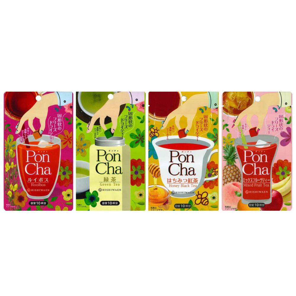 Poncha Freeze Dried Green Tea / Rooibos / Mixed Fruit Tea / Honey Black Tea (10 Pieces)