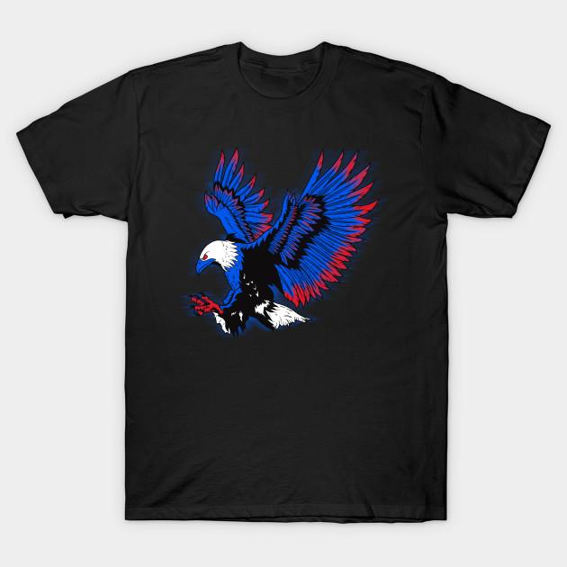 Men Black Print T-shirt Eagle Red White And Blue No-Cut Transfer Paper Print Cotton Tshirt S чёрный