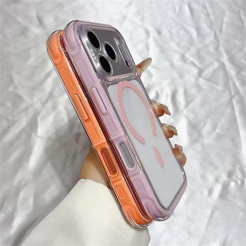 Transparent For Magsafe Soft TPU 2 In 1 Magnetic Case For iPhone 17 16 15 14 13 12 11 Pro Max Plus Air Candy Color Clear Cover