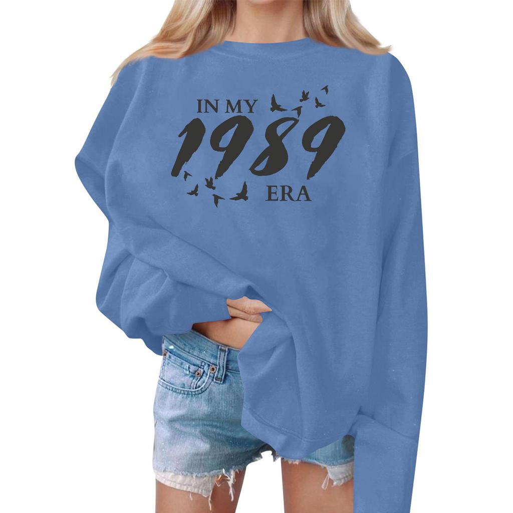 Damen Casual Mode Print Langarm O-Ausschnitt Sweatshirts Pullover Top