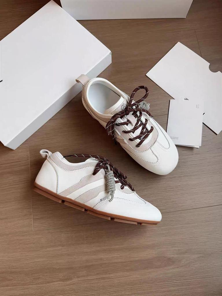 Sheepskin version~ Yang Mi has the same brown inner height increase leather German training shoes for women's autumn new Forrest Gump shoes re