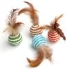 Katzenspielzeug Ball Interaktives Katzenkratzspielzeug Spielen Kauen Rassel Kratzen Natürlicher Federball Training Kätzchen Haustierbedarf