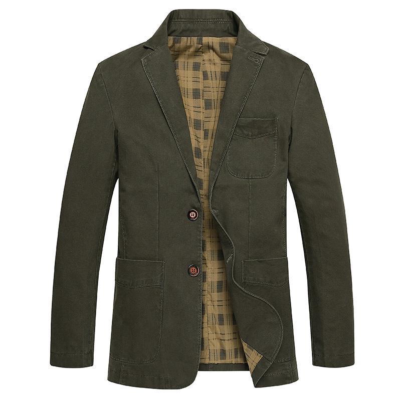Men's Casual Water-Washed Cotton Suit Jacket - Spring/Autumn, Thin Fit