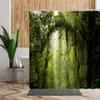 Green Jungle Shower Curtain Summer Forest Tree Bathroom Bath Decoration Home Decor Natural Landscape 3D Living Room Curtains Set