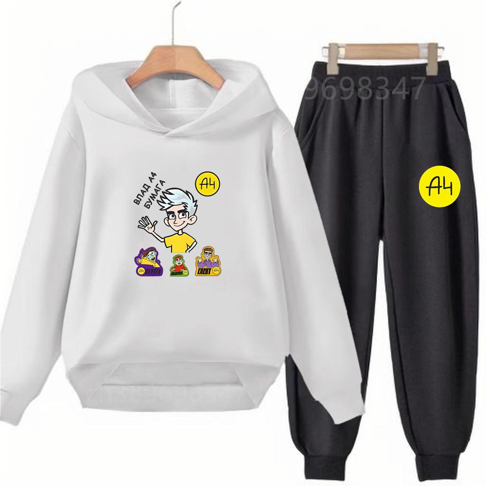 Merch A4 Gelik Lamba Children's Top+trousers Suit Hoodies Girls Boy Age 3-12 Coat Casual Toddler Sweatshirt Hood black Clothing