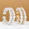 1PC Baroque Crystal Pearl Open Bracelet Gold Silver Rhinestone Multi-layer Bracelet Bridal Wedding Jewelry