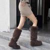 High Snow Boots Winter New Round Toe Suede Rivet Metal Buckle Soft Sole Anti-slip Wear-resistant Cotton Shoes