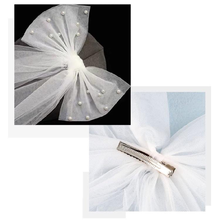 Koeran Styles White Tulle Veil With Beadwork Decors Bowknot Head Veil For Bride Bridesmaid And Special Celebration