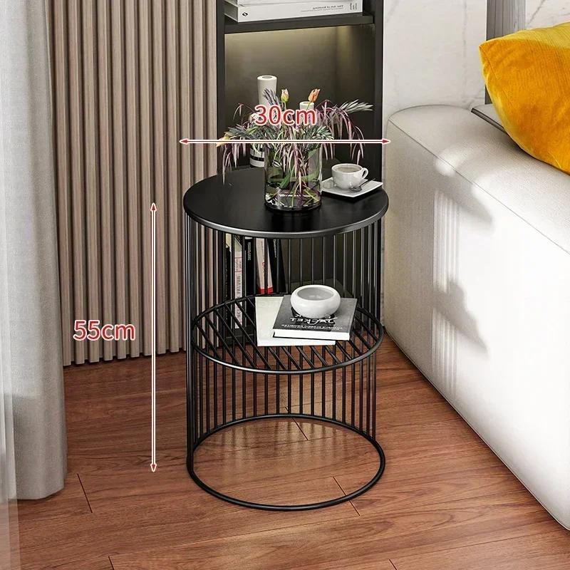 Nordic Golden Iron Coffee Table with Marble Top Minimalist Bedside Small Sofa Shelf Modern Living Room Decor