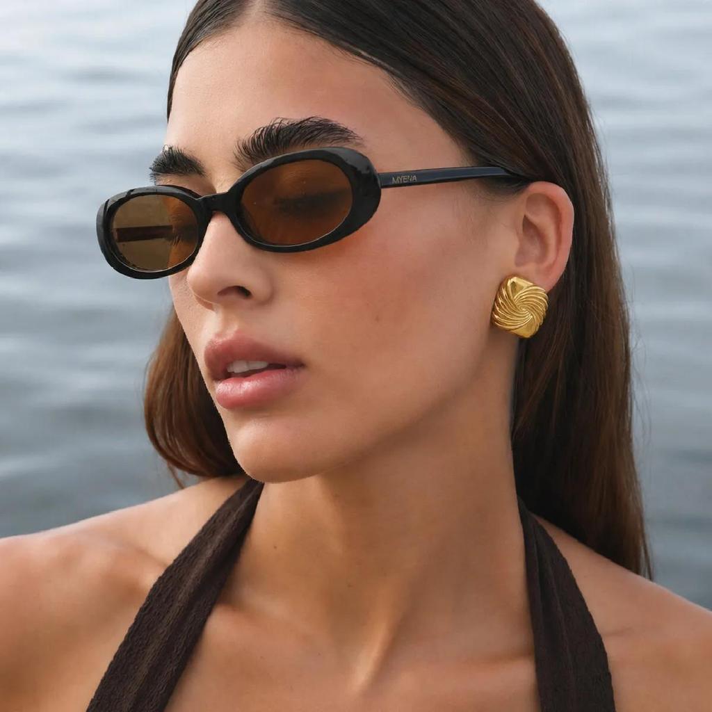New Fashion Creative Stainless Steel 18K Gold Plated Square Stud Earrings Women Retro Spiral Striped Earrings Party Jewelry