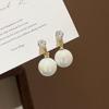 2025 Trendy Korean Micro-Inlaid Zircon Bow Earrings with S925 Silver Needle and Pearl for Women