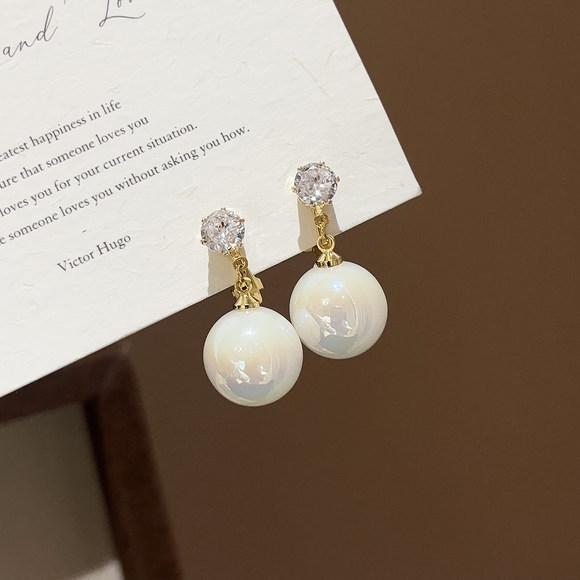 2025 Trendy Korean Micro-Inlaid Zircon Bow Earrings with S925 Silver Needle and Pearl for Women