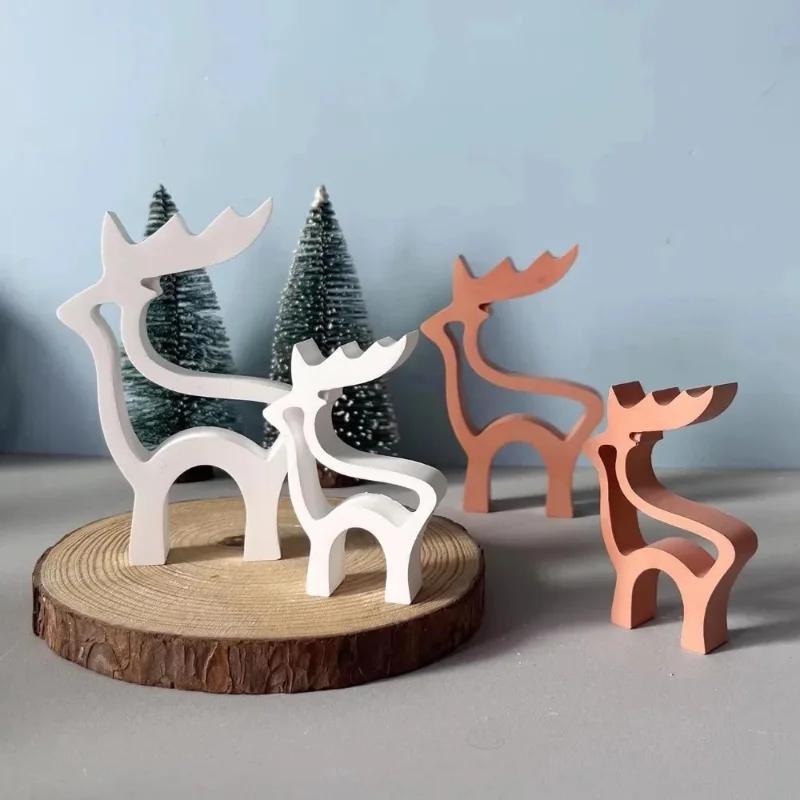 Top Quality Christmas Elk Silicone Candle Mold DIY Xmas Deer Ornaments Making Soap Plaster Resin Casting Molds Home Decor Craft