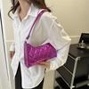 Trendy Quilted Underarm Handbag For Women Chic Embroidered Shoulder Bag Available In Silver Blue Pink And Raspberry