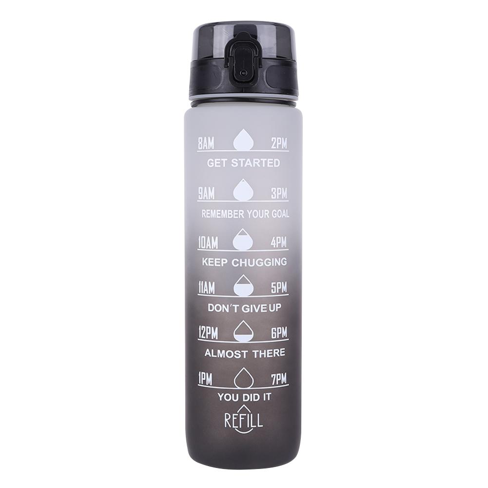 

1000ml Motivational Water Bottle with Handle Sport Water Bottle Large Capacity Reusable Water Mug for Fitness Yoga чёрный