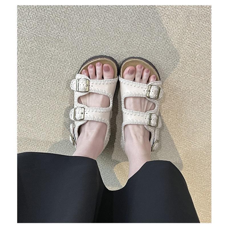 

Версия из коровьей кожи~ шлепанцы на толстой подошве для женщин, пляжные крутые шлепанцы универсальны и повседневны, а сандалии носят на улице. 40