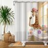 Cute Animal Theme Waterproof Shower Curtain Adorable Animals Bathroom Decor with Hooks For Bathtub Bathroom Screens Home Decor