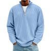 Men's 2025 European Autumn Corduroy Pullover Hoodie with Stand Collar and Zipper, Long Sleeve.