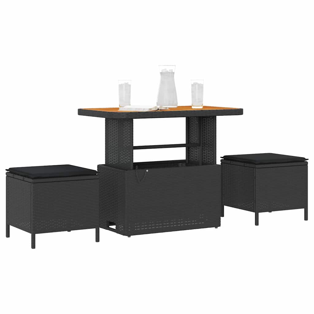 Garden Dining Set Black Poly Rattan