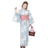 Fuuka Yukata Adult One Size Fits Classic Checkered Pattern Blue and with Obi Belt In Women's Set, Two-Piece Set, Size, Most, (Light White) (Made