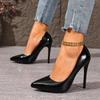 Autumn New Skinny Versatile High Heels Women's Stiletto Simple Waterproof Leather Single Shoes