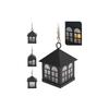 Lantern - House Metal Black - LED Warm White - 6x8cm - Christmas Table Decoration