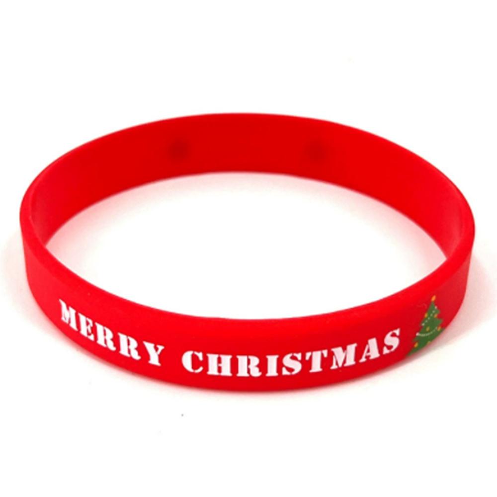 

Wholesale 50pcs/lot Rubber Merry Christmas Charm Wristbands Silicone Bracelets & Bangles For Christmas Day Jewelry Gifts