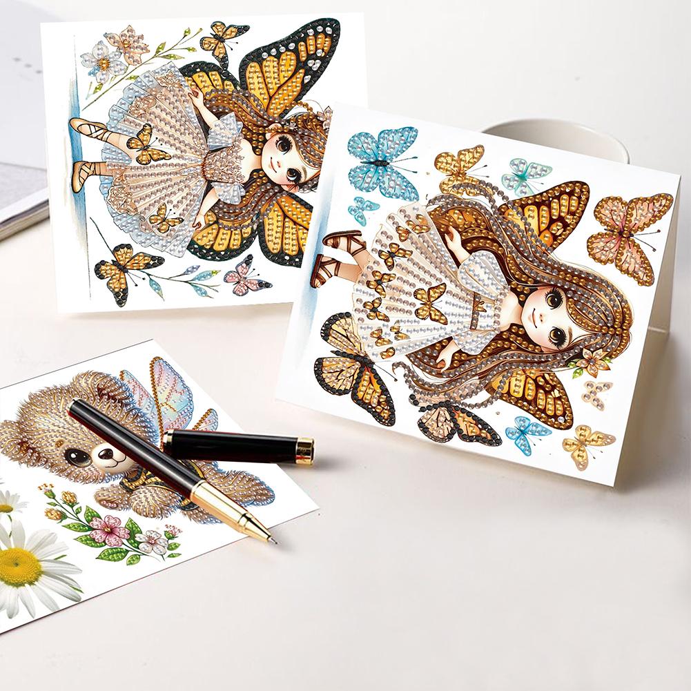 8Pcs Christmas Diamond Handmade Card Rhinestone Painting Card Kit Diamond Painting Greeting Card for Holiday Party Favors