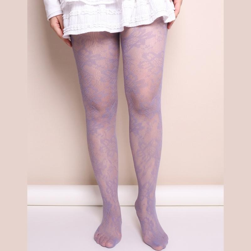 Elegant Hollowed Out Lace Fishnet Stockings with Flower Patterned Aesthetic See Through Mesh Tights Pantyhose for Women