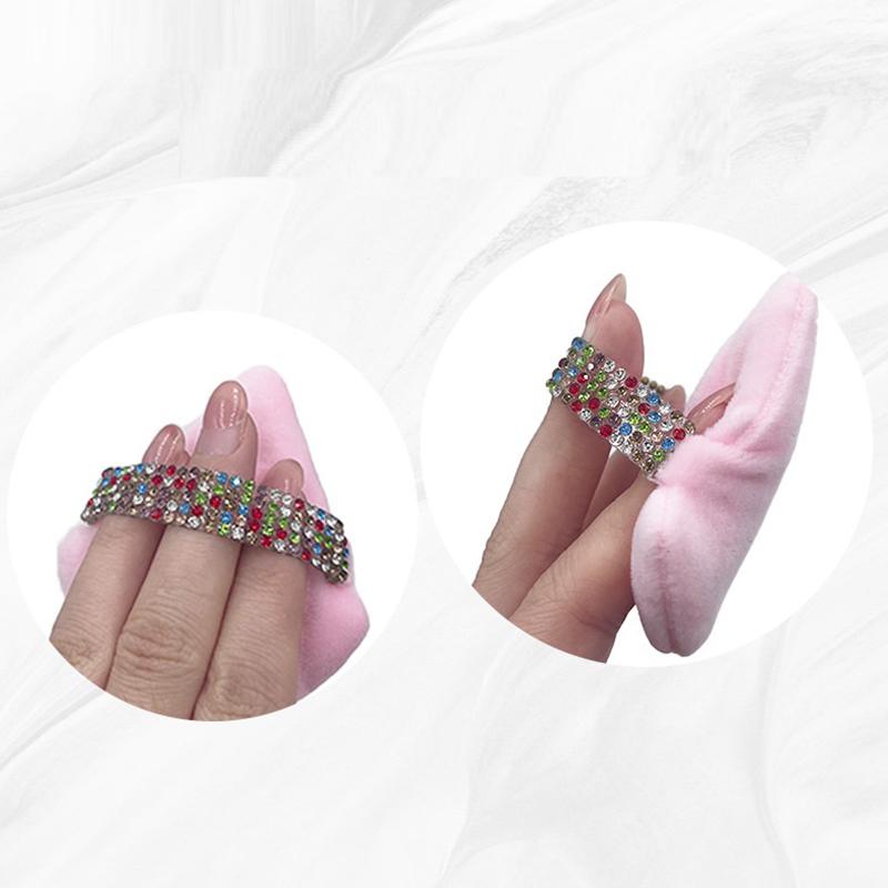 3Pcs Triangle Powder Puff Face Diamond Ribbon Soft Makeup Tool Sponge Velvet Soft Smooth Facial Beauty Makeup Sponge Accessories