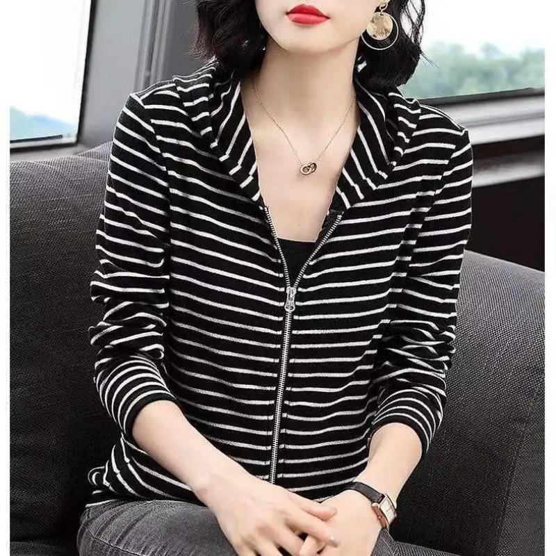 Coats for Women Winter Stripes Oversize Hooded Jacket Loose Casual Coat Top