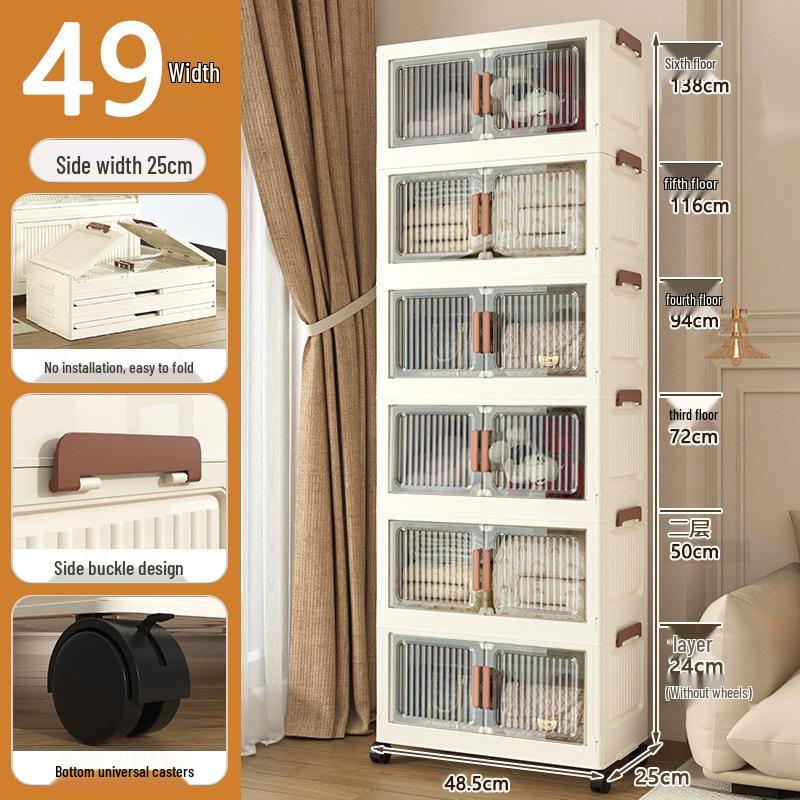 45-90 Wide Multi-layer Folding Plastic Storage Cabinet for Baby Wardrobe Organizer
