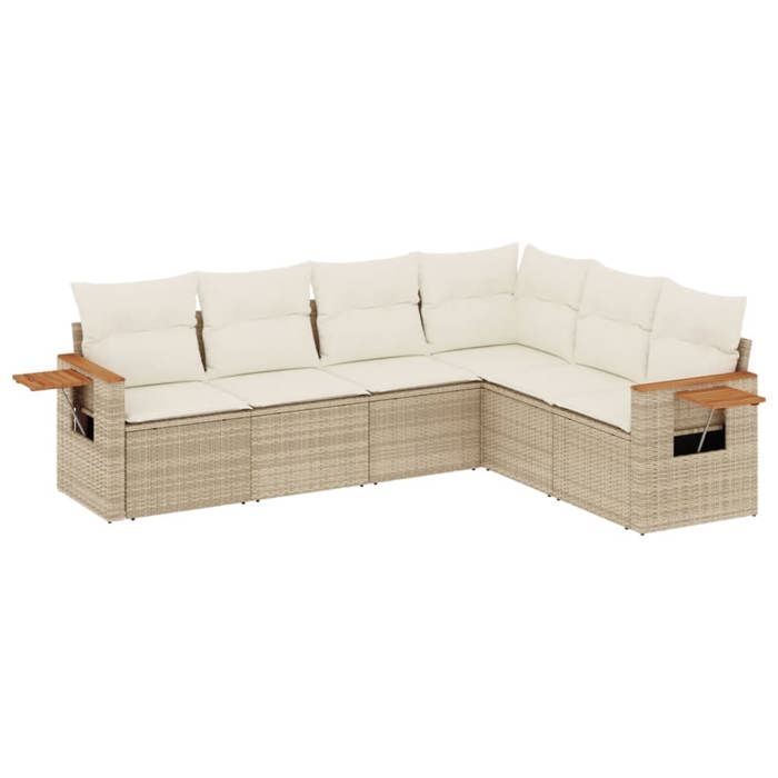 VidaXL Salon de jardin avec coussins 6 pcs beige résine tressée 3226842