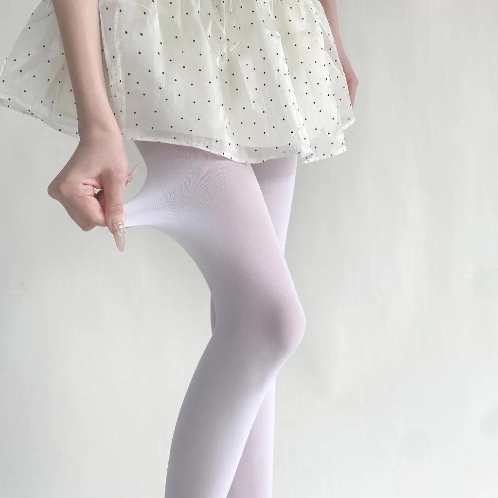 Smoky Grey Hue Tights Women Fashion JK White Silk Matte Finish Comfortable Velvet Bottoming Stockings Soft Nylon Pantyhose