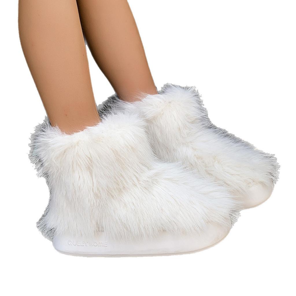 Step into the large size snow boots women's new winter plush warm casual fluffy boots thick-soled short boots