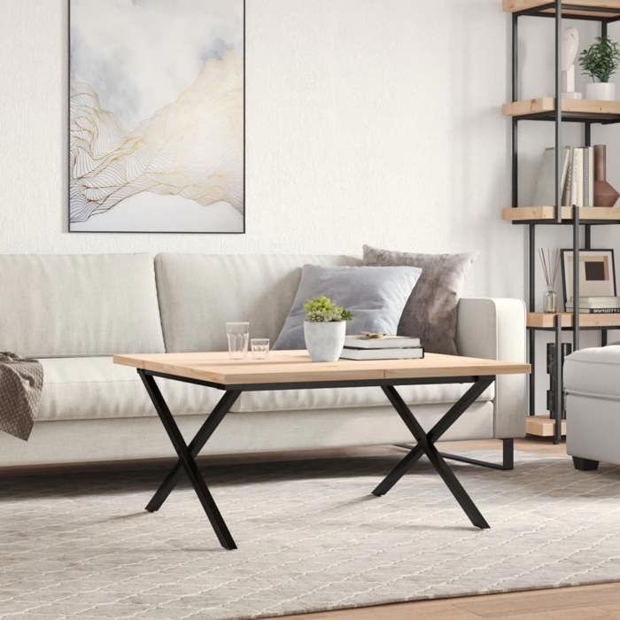 VidaXL Table Basse Cadre en X, Table d'Appoint, Bout de Canapé, Meuble de Salon Salle de Séjour, 90x90x45,5cm Bois de Pin 3282753